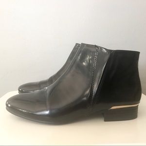 Zara black ankle boots with gold detail